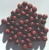 50 8mm Mahogany Ridged Round Wood Beads