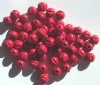 50 8mm Red Ridged Round Wood Beads