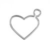 1, 24x25mm Beadwork Silver Plated Floating Heart Pendant / Link