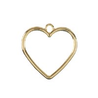 1, 25mm Beadwork Gold Plated Heart Pendant / Link
