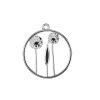 1, 25x22mm Beadwork Silver Plated Circle with Flowers Pendant / Link