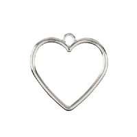 1, 25mm Beadwork Silver Plated Heart Pendant / Link
