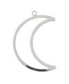 1, 26x17.5mm Beadwork Silver Plated Moon Pendant / Link