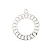 1, 32x28mm Beadwork Silver Plated Chain Circle Pendant / Link