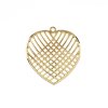 1, 31mm Beadwork Gold Plated Crossed Heart Pendant / Link