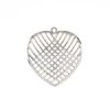 1, 31mm Beadwork Silver Plated Crossed Heart Pendant / Link