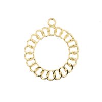 1, 32x28mm Beadwork Gold Plated Chain Cicle Pendant / Link
