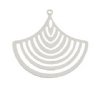 1, 33x35mm Beadwork Silver Plated Hollow Fan Pendant / Link