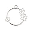 1, 36x33mm Beadwork Silver Plated Circle with Flowers Pendant / Link