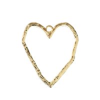1, 38x33mm Beadwork Gold Plated Organic Heart Pendant / Link