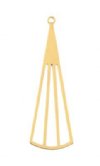 1, 39x12.5mm Beadwork Gold Plated Long Triangle Fan Pendant / Link