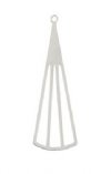 1, 39x12.5mm Beadwork Silver Plated Long Triangle Fan Pendant / Link
