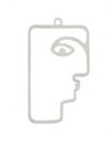 1, 40.5x22.5mm Beadwork Silver Plated Face Pendant / Link