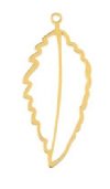 1, 41.5x18.5mm Beadwork Gold Plated Art Leaf Pendant / Link