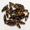 20 25x7mm Long Satin Topaz Tortoise Bicone Beads