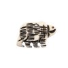  1, 23x32mm Carved White with Burnt Markings Walking Bear Worked on Bone Pendant