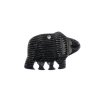   1, 23x32mm Carved Black Walking Bear Worked on Bone Pendant