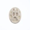  1, 32x25mm Carved Oval White Bear Paw Worked on Bone Pendant