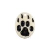  1, 32x25mm Carved Oval White with Burnt Markings Bear Paw Worked on Bone Pendant
