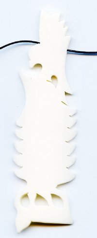 1, 99x29mm White Carved Eagle On Top of Pine Tree Worked on Bone Pendant 