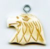 1 22x31mm Antiqued Carved Eagle Head Worked on Bone Pendant