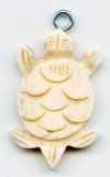 1 37x23mm Antiqued Carved Turtle Worked on Bone Pendant