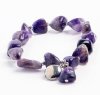 Amethyst Nugget Stretch Bracelet with Antique Silver Disk Charm