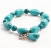 Stablilized Turquoise Nugget Stretch Bracelet with Antique Silver Clover Charm