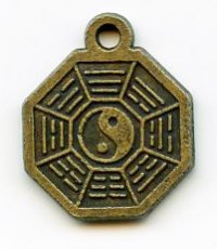 10 17mm Brass Octagonal Ying-Yang Chinese Coin Pendants