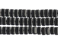 50 6x3mm Opaque Black Two Hole Glass Brick Beads 