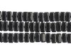 50 6x3mm Opaque Black Two Hole Glass Brick Beads 