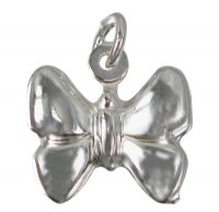 1 12mm Puffed Sterling Silver Butterfly Charm Pendant