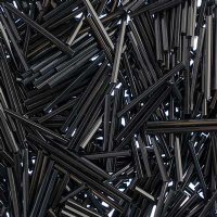 25 grams of 30mm Opaque Black Bugle Beads