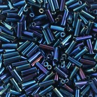 50 Grams of #3 Opaque Navy AB Bugle Beads