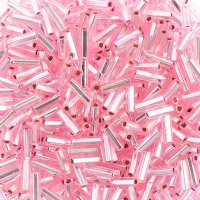 50g #3 Silver Lined Light Pink Bugle Beads