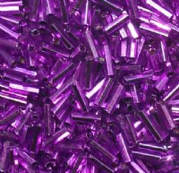 50g #3 Silver Lined Violet Mauve Bugle Beads