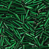 50 Grams of #5 Silverlined Green Bugle Beads