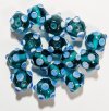 15 8-10mm Blue Zircon, White, & Blue Bumpy Beads