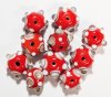 10, 10 to 12mm Orange, White, & Grey Round Bumpy Beads