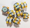 8 14mm Light Aqua, Orange, White, & Black Tube Bumpy Beads