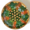 1 22mm Green & Orange Flower Button with Gold 