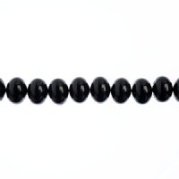28, 6x8mm Black Candy Oval Glass Beads