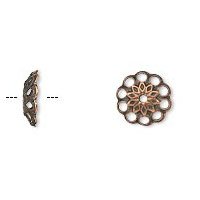 50, 8x2mm Antique Copper Fancy Flower Bead Caps