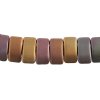 15, 9x17mm Matte Rainbow Gold Two Hole Glass Carrier Beads