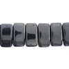 15, 9x17mm Jet Hematite Full Coat Two Hole Glass Carrier Beads