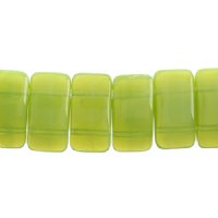 15, 9x17mm Green Opal Two Hole Glass Carrier Beads