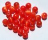 30 6mm Round Dark Orange Red Fiber Optic Cats Eye Beads