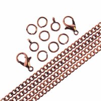 36 Inch 3mm Antique Copper Plated Curb Chain and Finding Set