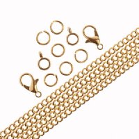 36 Inch 3mm Gold Plated Curb Chain and Finding Set