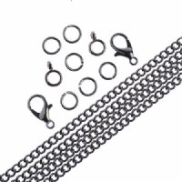 36 Inch 3mm Gunmetal Plated Curb Chain and Finding Set